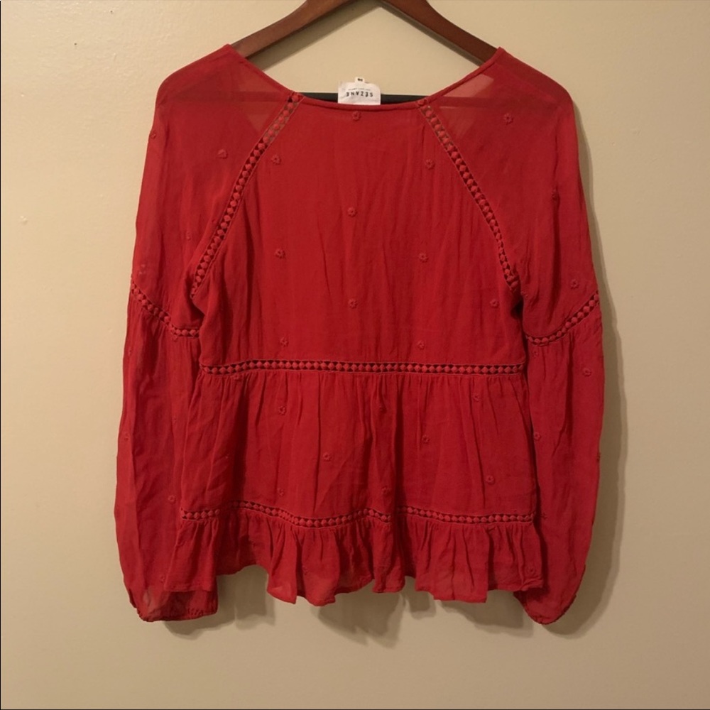 Sezane | Ambre Poppy Red Blouse Size EU 36 (US 4) - Picture 6 of 8